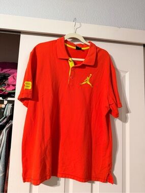 Men's XL Orange Jordan Polo Shirt with Neon Yellow Embroidery